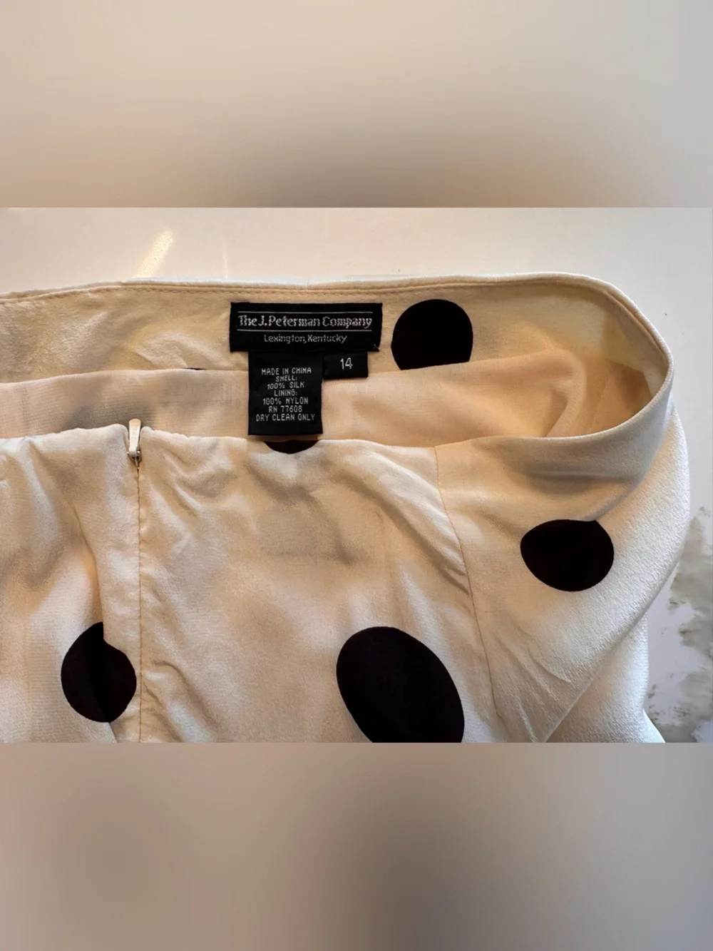 ⚓️ J. Peterman 100% Silk Polka Dot Wide Leg Trousers Ivory Black 14 - Picture 5 of 9